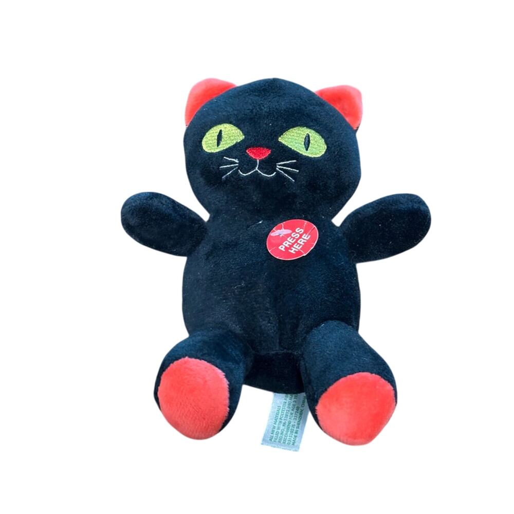 Black & Red Sound N Light Animatronics Plush Cat Toy 8’’ Happy Halloween Works